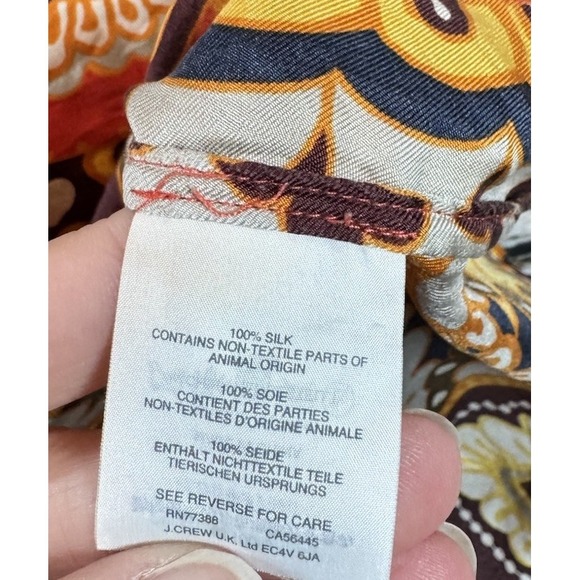 J Crew Darwin 100% Silk Button Back Sleeveless Top Size 8 Ruffle Floral‎ Paisley - Picture 6 of 6